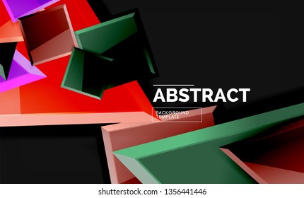 Glossy squares and triangles geometric backgrounds. Vector