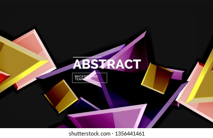 Glossy squares and triangles geometric backgrounds. Vector