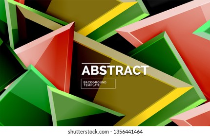 Cuadros y triángulos brillantes de fondo geométrico. Vector