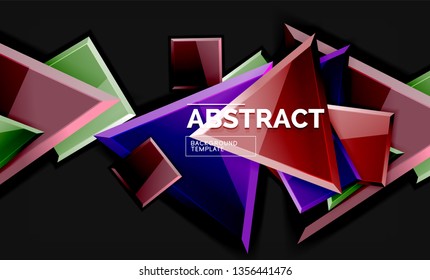 Glossy squares and triangles geometric backgrounds. Vector