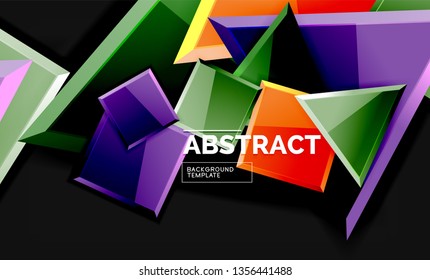 Glossy squares and triangles geometric backgrounds. Vector