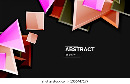 Glossy squares and triangles geometric backgrounds. Vector