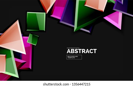Glossy squares and triangles geometric backgrounds. Vector
