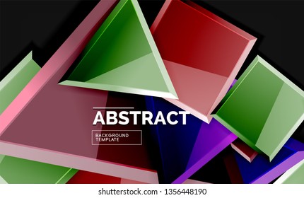 Glossy squares and triangles geometric backgrounds. Vector