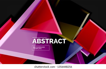 Glossy squares and triangles geometric backgrounds. Vector