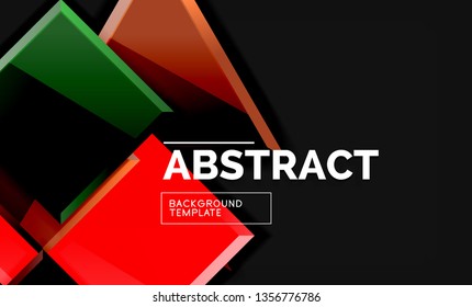 Glossy squares and triangles geometric backgrounds. Vector