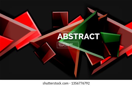 Glossy squares and triangles geometric backgrounds. Vector