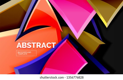 Glossy squares and triangles geometric backgrounds. Vector