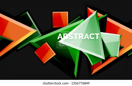 Glossy squares and triangles geometric backgrounds. Vector