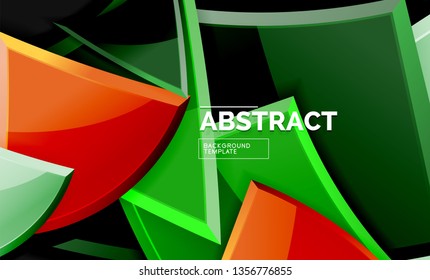 Cuadros y triángulos brillantes de fondo geométrico. Vector