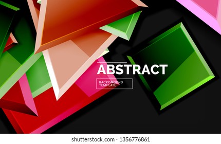 Glossy squares and triangles geometric backgrounds. Vector