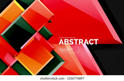Glossy squares and triangles geometric backgrounds. Vector