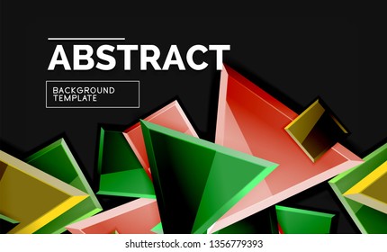 Glossy squares and triangles geometric backgrounds. Vector