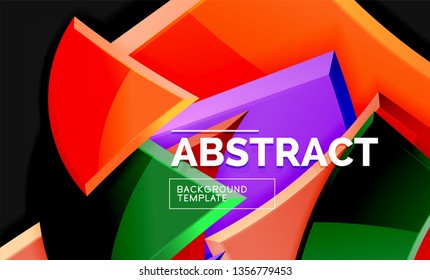 Glossy squares and triangles geometric backgrounds. Vector