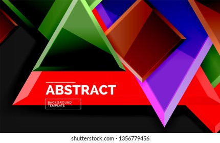 Glossy squares and triangles geometric backgrounds. Vector