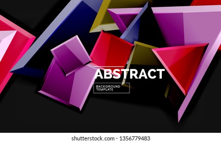 Glossy squares and triangles geometric backgrounds. Vector