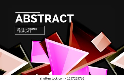 Glossy squares and triangles geometric backgrounds. Vector