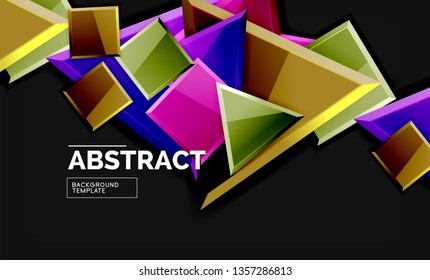 Glossy squares and triangles geometric backgrounds. Vector