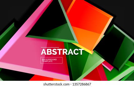 Glossy squares and triangles geometric backgrounds. Vector