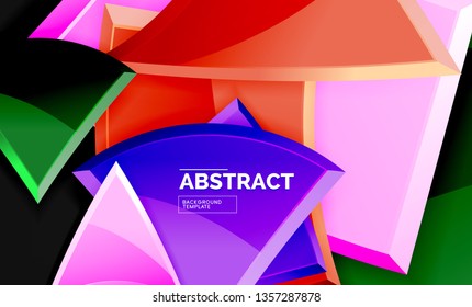 Glossy squares and triangles geometric backgrounds. Vector