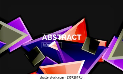Glossy squares and triangles geometric backgrounds. Vector
