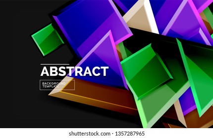 Glossy squares and triangles geometric backgrounds. Vector