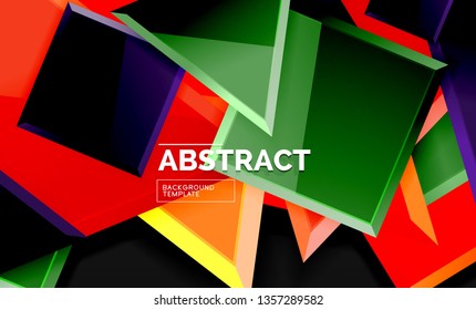 Glossy squares and triangles geometric backgrounds. Vector