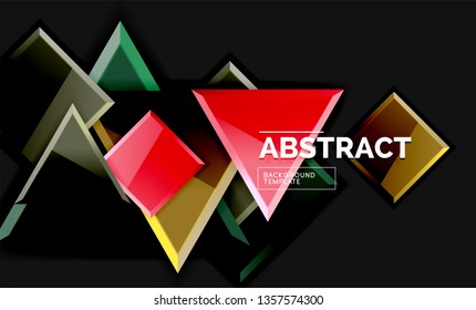 Glossy squares and triangles geometric backgrounds. Vector