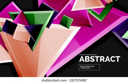 Glossy squares and triangles geometric backgrounds. Vector