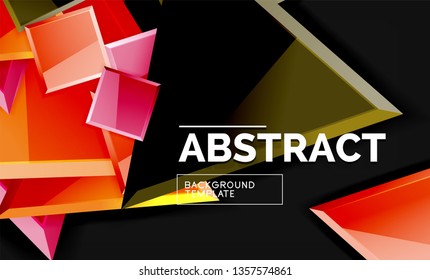 Glossy squares and triangles geometric backgrounds. Vector