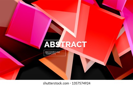 Glossy squares and triangles geometric backgrounds. Vector