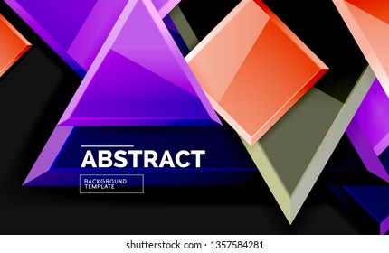 Glossy squares and triangles geometric backgrounds. Vector