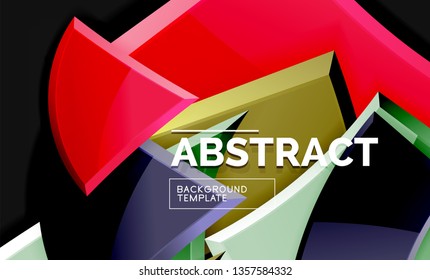 Glossy squares and triangles geometric backgrounds. Vector
