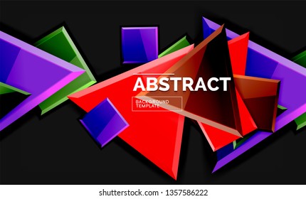 Glossy squares and triangles geometric backgrounds. Vector