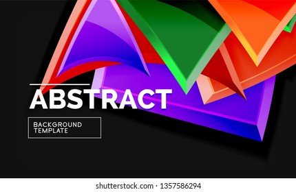 Glossy squares and triangles geometric backgrounds. Vector