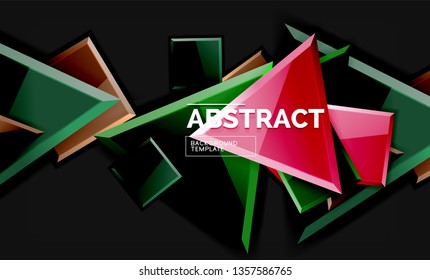 Cuadros y triángulos brillantes de fondo geométrico. Vector