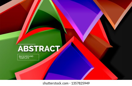 Glossy squares and triangles geometric backgrounds. Vector