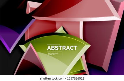 Cuadros y triángulos brillantes de fondo geométrico. Vector