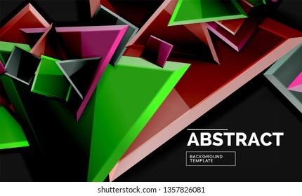 Glossy squares and triangles geometric backgrounds. Vector