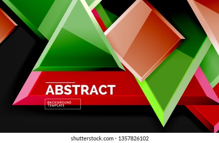 Cuadros y triángulos brillantes de fondo geométrico. Vector