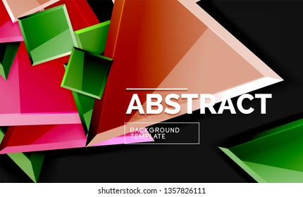Glossare Quadrate und dreieckige geometrische Hintergründe. Vektorgrafik