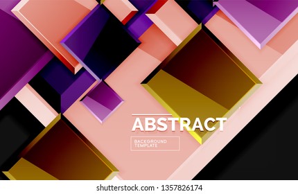 Glossy squares and triangles geometric backgrounds. Vector