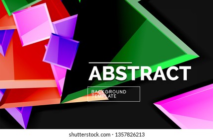 Glossy squares and triangles geometric backgrounds. Vector