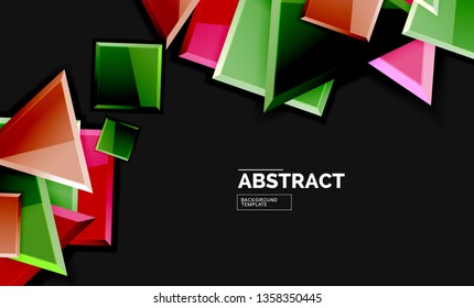 Glossy squares and triangles geometric backgrounds. Vector