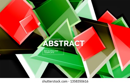 Glossy squares and triangles geometric backgrounds. Vector