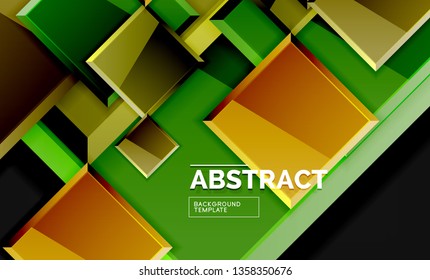 Glossy squares and triangles geometric backgrounds. Vector