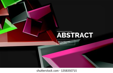 Glossy squares and triangles geometric backgrounds. Vector