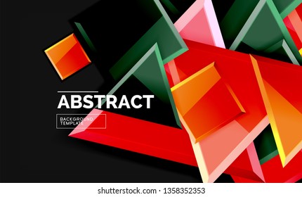 Glossy squares and triangles geometric backgrounds. Vector