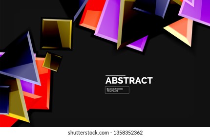 Glossy squares and triangles geometric backgrounds. Vector