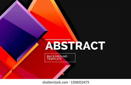 Cuadros y triángulos brillantes de fondo geométrico. Vector